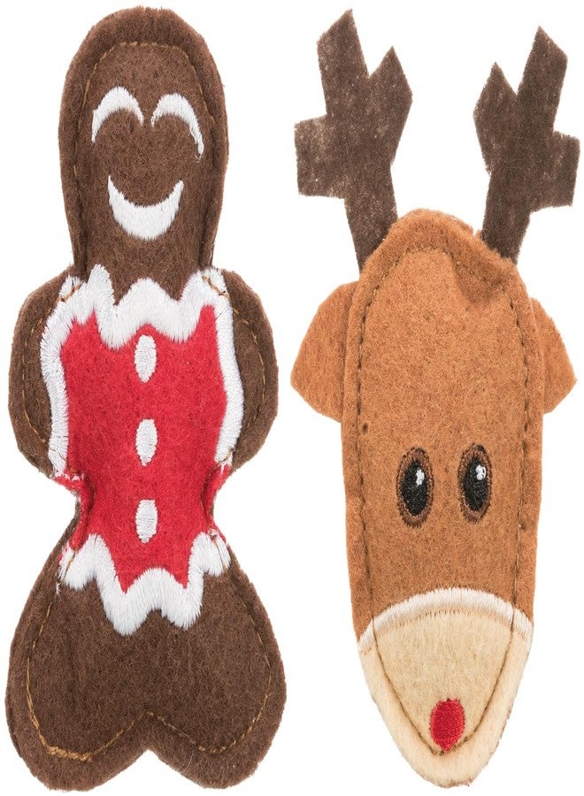 TRIXIE Xmas Elk and Gingerbread Figure Toy for Cats - Interactive Christmas Cat Toy Promoting Fun, Exercise & Engagement | Soft Plush Play Toy Ideal for Active Indoor Cats - Image 2
